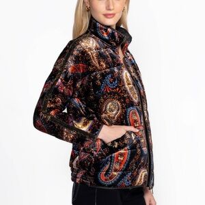 Johnny Was Sezana Paisley Velvet Quilted Bomber Jacket Silk Blend NWT Sz L